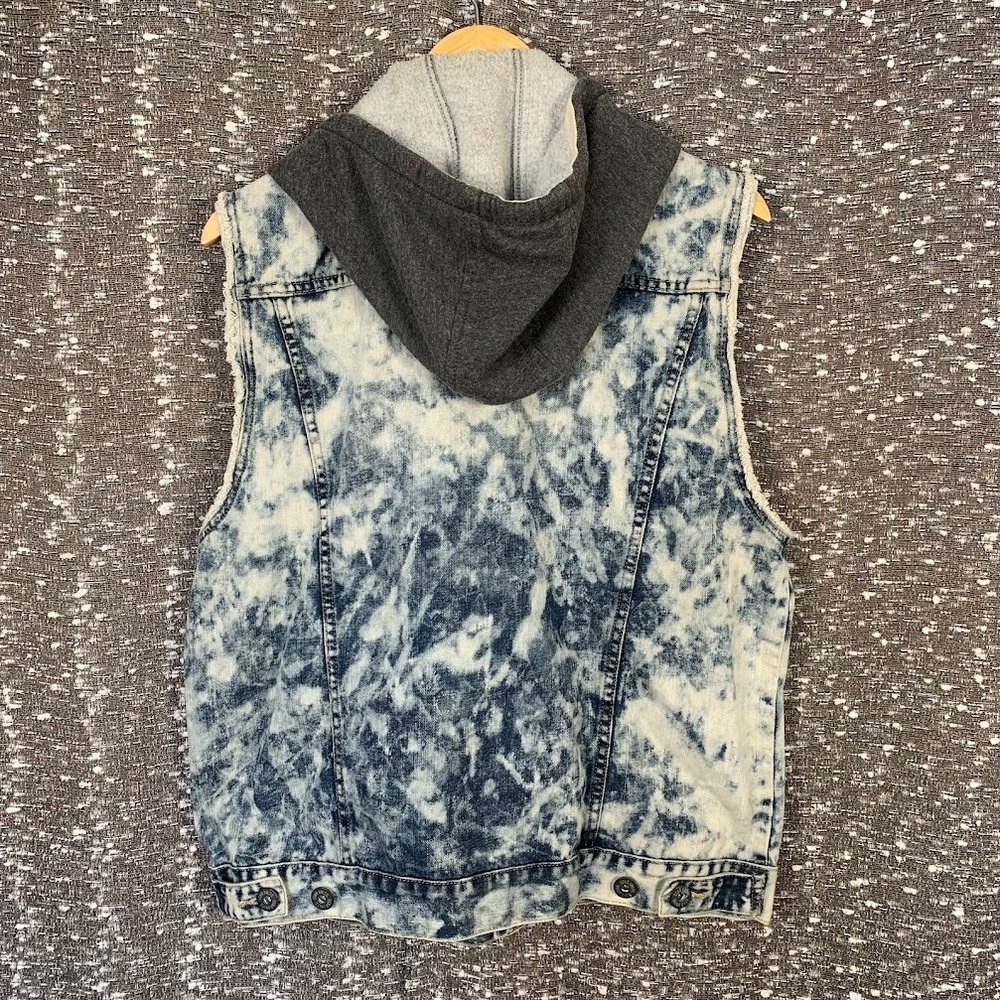 Ecko Unltd Acid Wash Denim Hooded Vest Hip Hop Y2K Streetwear Men's Large - Picture 6 of 8